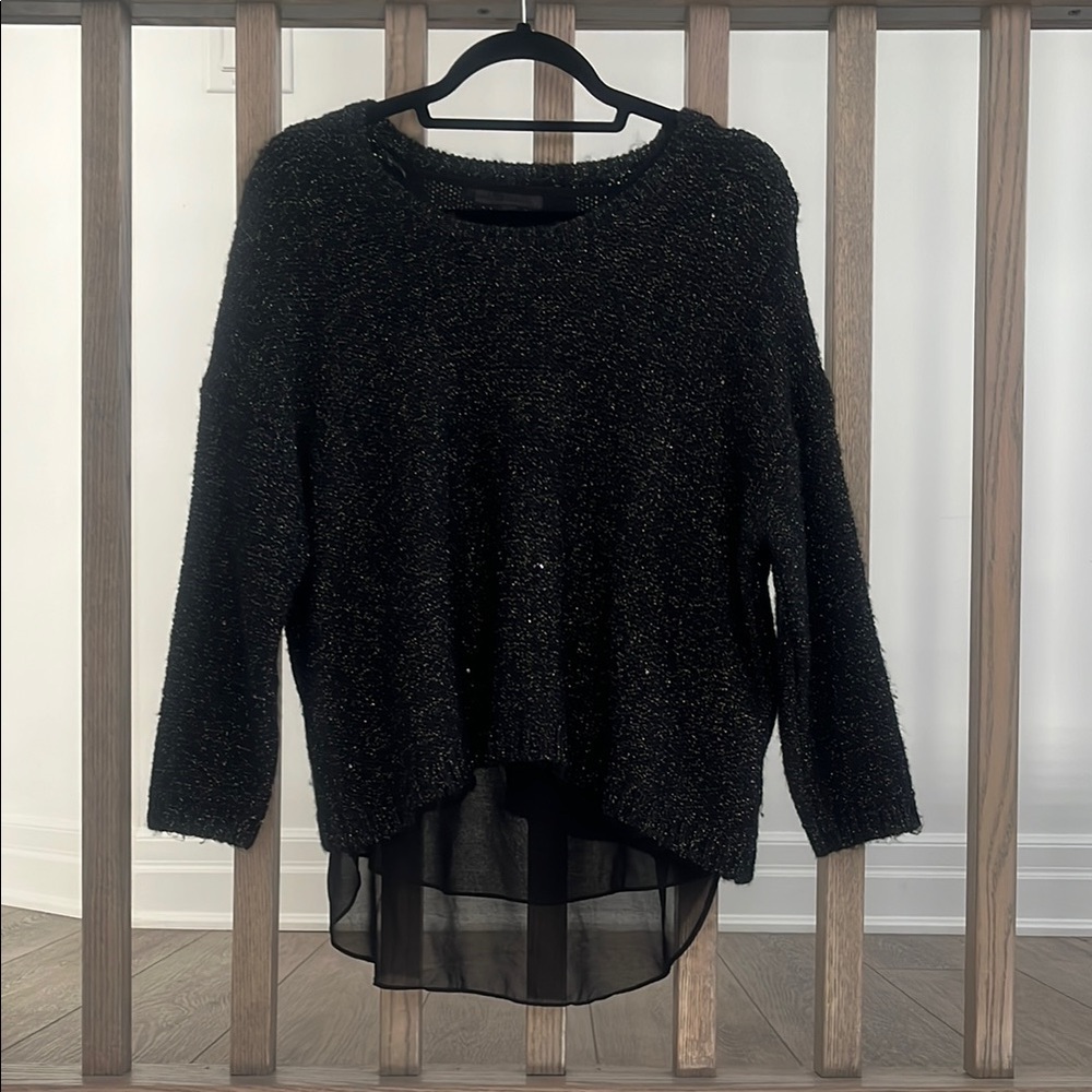 Black Sparkle Women's Sweater, with sheer underlay feature